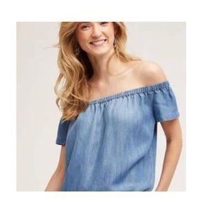 Anthro (Cloth & Stone) Chambray Off Shoulder Top